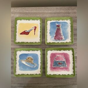 Pier 1 Imports Apparel Appetizer Plate Set Fashion-Themed in Box